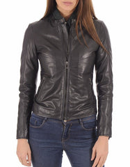 Symphony Black Leather Biker Jacket