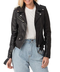 Tango Black Leather Biker Jacket