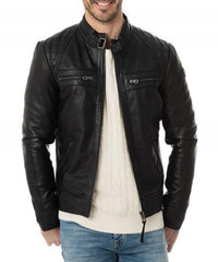 Thunder Black Leather Biker Jacket