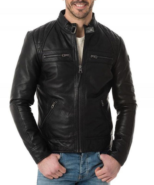 Thunder Black Leather Biker Jacket