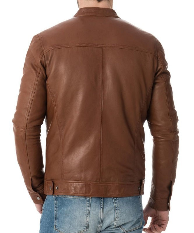 Thunderbolt Tan Leather Biker Jacket