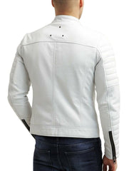 Torino White Leather Biker Jacket