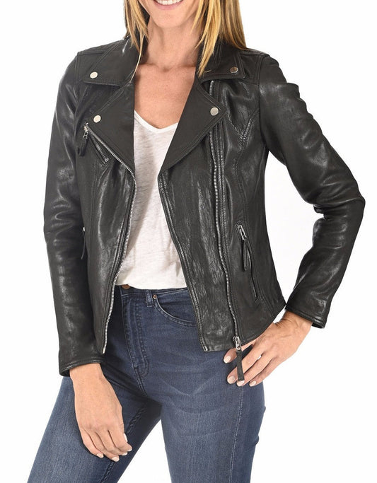 Triumph Black Leather Biker Jacket