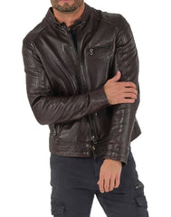 Triumph Brown Leather Biker Jacket