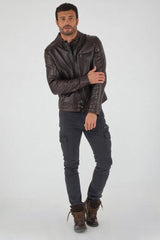 Triumph Brown Leather Biker Jacket