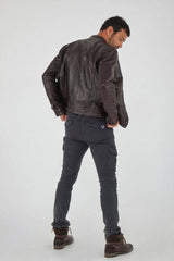 Triumph Brown Leather Biker Jacket