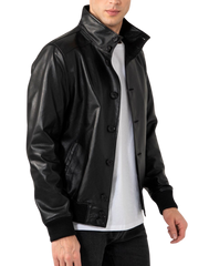 Urbanite Black Leather Bomber Jacket