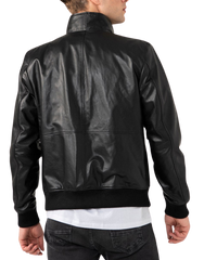 Urbanite Black Leather Bomber Jacket