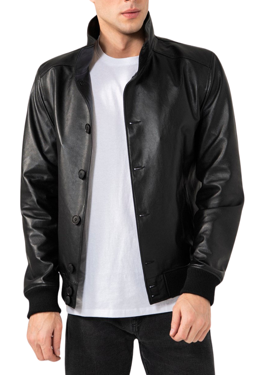 Urbanite Black Leather Bomber Jacket