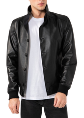 Urbanite Black Leather Bomber Jacket