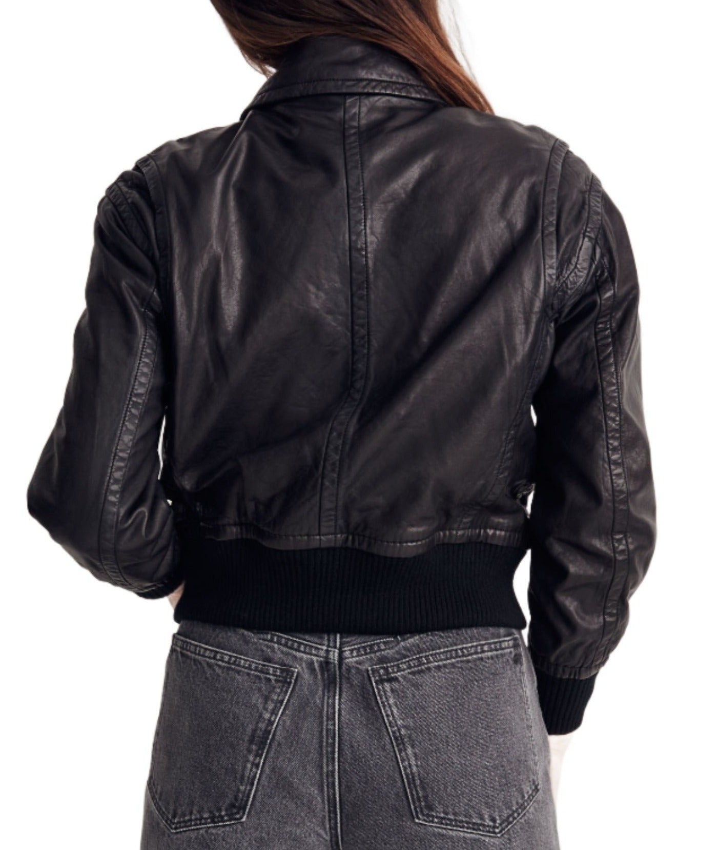 Valiant Black Washed Leather Bomber Jacket