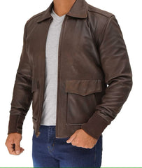 Vanguard Brown Leather Bomber Jacket