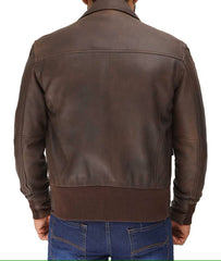 Vanguard Brown Leather Bomber Jacket