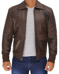 Vanguard Brown Leather Bomber Jacket