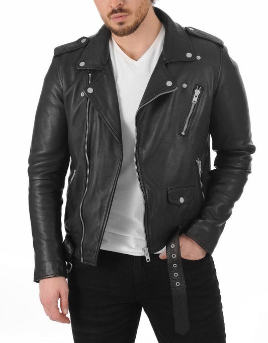 Vector Black Leather Biker Jacket