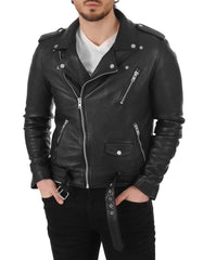 Vector Black Leather Biker Jacket