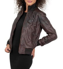 Verona Brown Leather Bomber Jacket