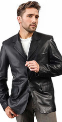 Verve Black Leather Blazer