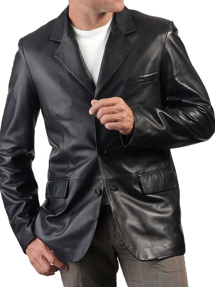 Verve Black Leather Blazer