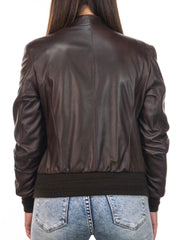 Vesper Dark Brown Leather Bomber Jacket