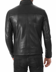 Viper Black Leather Biker Jacket