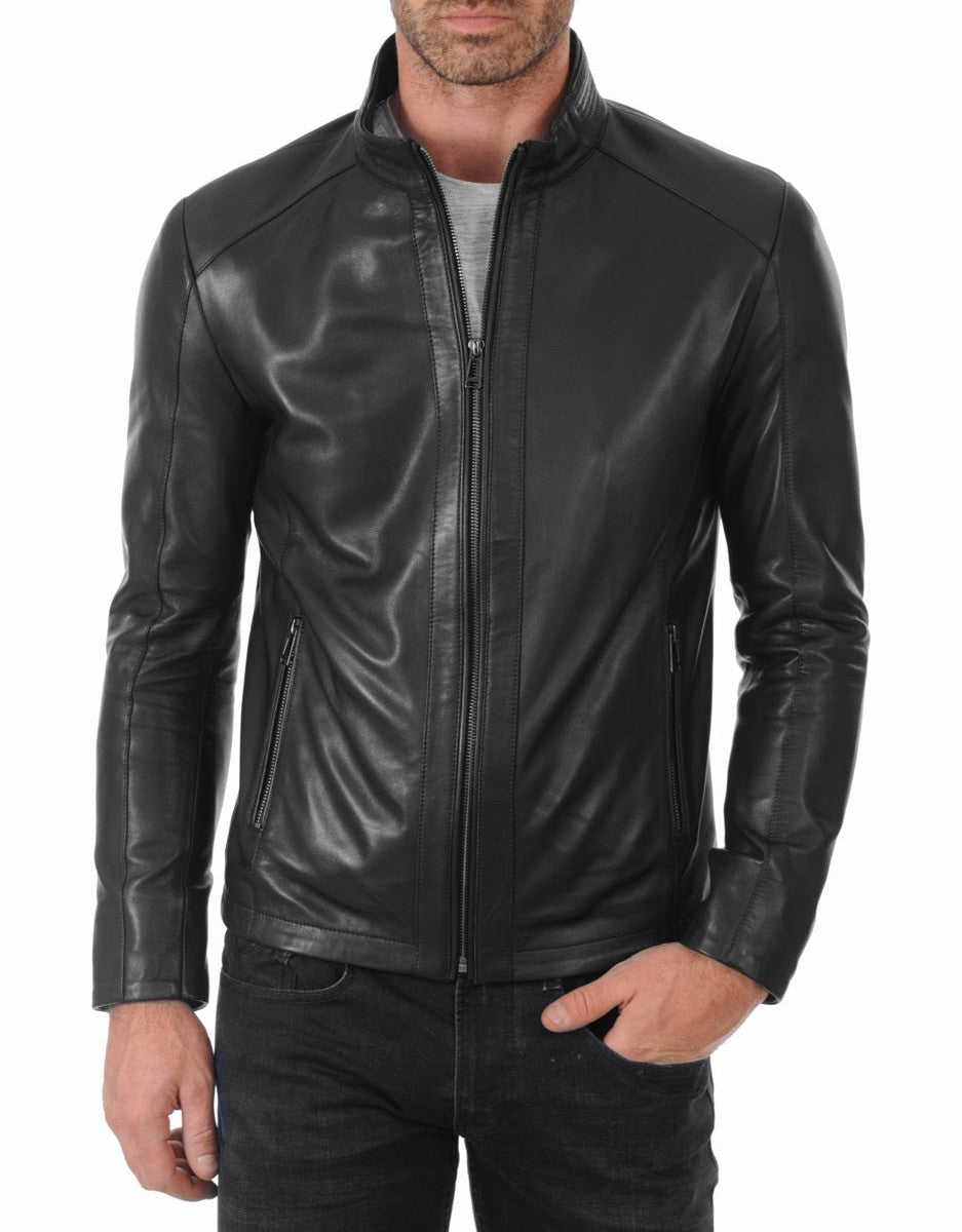 Viper Black Leather Biker Jacket