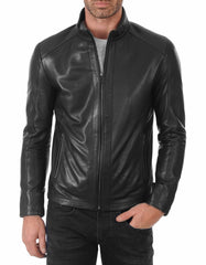 Viper Black Leather Biker Jacket