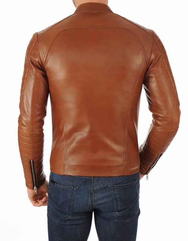 Vogue Tan Leather Biker Jacket