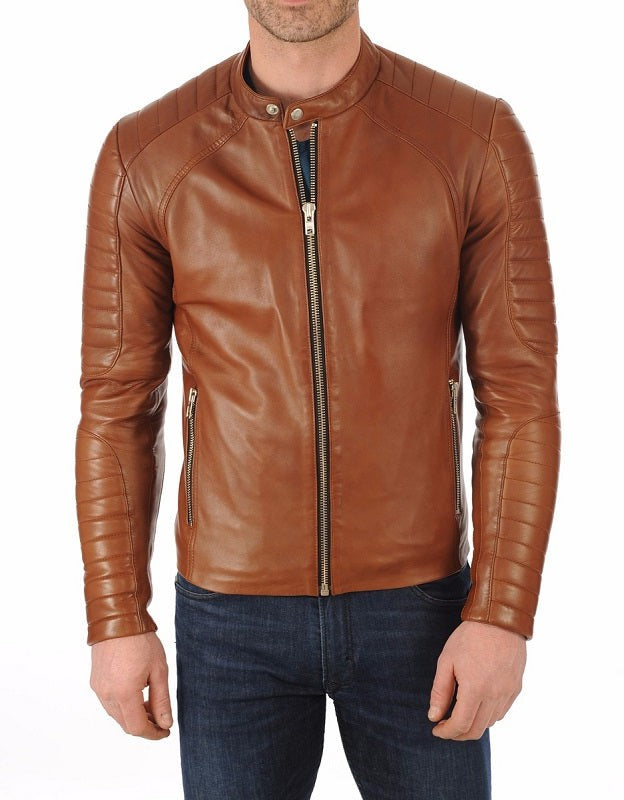 Vogue Tan Leather Biker Jacket