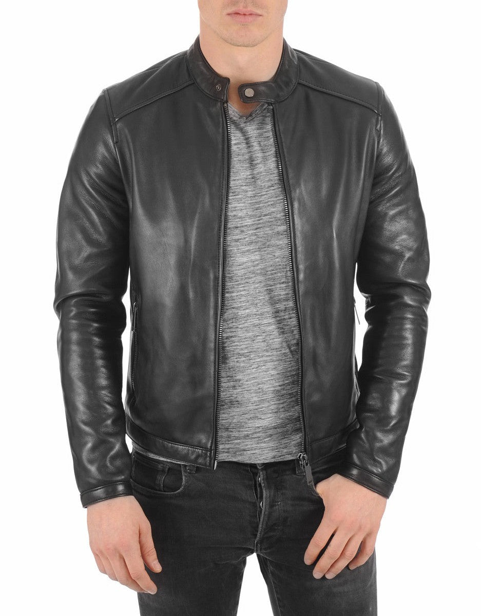 Vortex Black Leather Biker Jacket