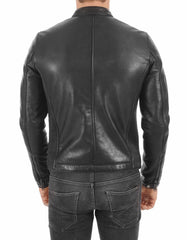 Vortex Black Leather Biker Jacket