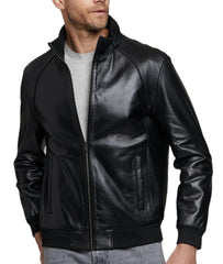 Voyager Black Leather Bomber Jacket