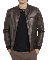 Voyager Brown Leather Bomber Jacket