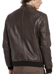 Voyager Brown Leather Bomber Jacket