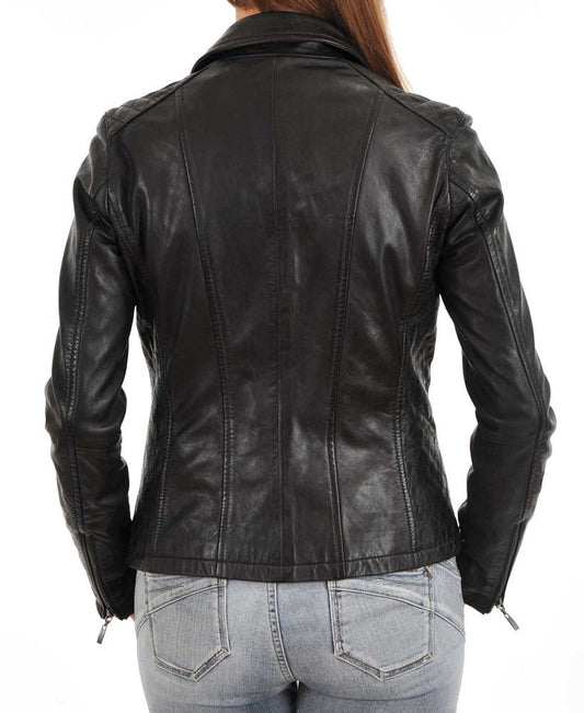 Women Leather Blazer : Elevate Your Look with Black Lambskin Leather Blazer