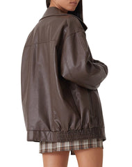 Isla Brown Oversized Leather Jacket