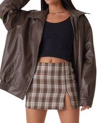 Isla Brown Oversized Leather Jacket