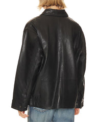 Stella Black Oversized Leather Jacket