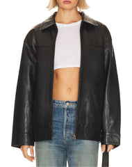 Stella Black Oversized Leather Jacket