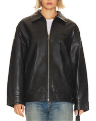 Stella Black Oversized Leather Jacket