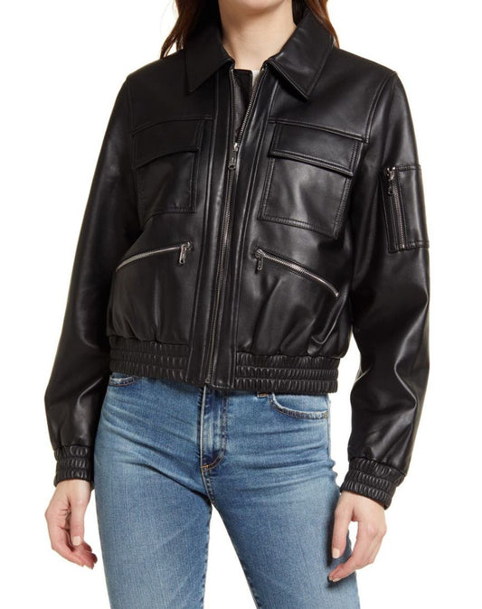 Uma Black Oversized Leather Jacket