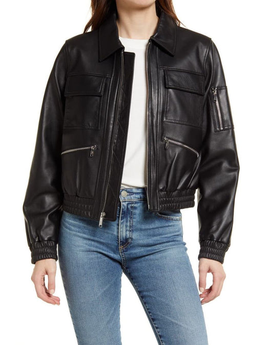 Uma Black Oversized Leather Jacket