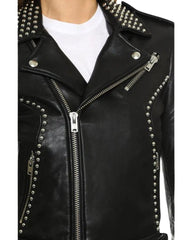 Aria Studded Black Biker Leather Jacket