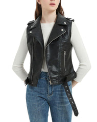 Belleza Black Leather Vest