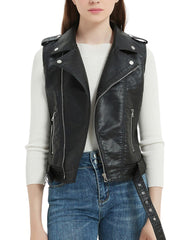 Belleza Black Leather Vest