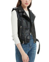 Belleza Black Leather Vest