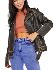 Blaze Vintage Brown Biker Leather Jacket