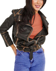 Blaze Vintage Brown Biker Leather Jacket