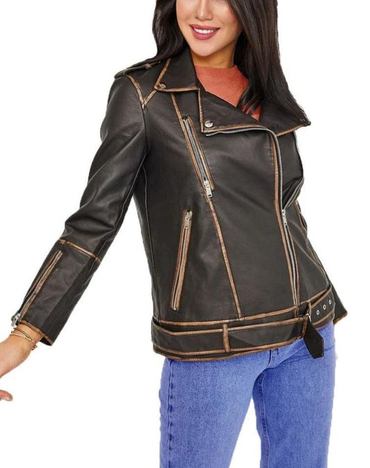 Blaze Vintage Brown Biker Leather Jacket