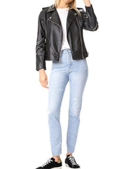 Camilla Studded Black Biker Leather Jacket